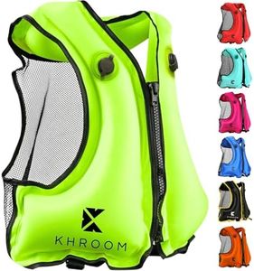 Khroom aufblasbare Schwimmweste Erwachsene nach neuester EU-Norm | 150-210 cm Körpergröße, bis 100 kg | Auftriebsweste Schnorchelweste ab Jugendliche | Schnorcheln, Kajakfahren und SUP (V2 Gelb)