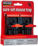 Pest-Stop PSSPT Sure-Set Plastic Mouse Trap, Black, 4.53 in*4.49 in*2.56 in