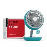NUUK Folde V2 Personal Rechargeable Fan For Travel|Folds 180° & Fits In Any Bag|Cordless,7-Inch|16 Hr Run Time,4 Wind Speeds|Super Silent BLDC Motor|For Hiking,Picnics,Beach,Camping