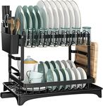 Arcanine Dish Drying Rack Tableware, 2-Tier Stainless Steel Dish Drainer with Drip Tray,Multifunctional Dish Rack for Kitchen Counter, Dish Drying Rack with Utensil Holder, Dish Dryer (304 Rack)