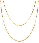 AINUOSHI 18K White Gold/Yellow Gold Sterling Silver 1.8mm Solid 925 Italy Italian Box Chain Necklace, 16" - 24"
