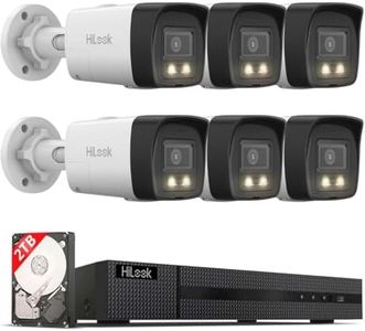 HiLook® by HIKVISION Überwachungskamera Set 6X 8MP 4K PoE Bullet Kameras mit Hybrid Light Nachtsicht und KI Personen Fahrzeugerkennung NVR 8CH 2TB HDD wetterfest IP67 App Steuerung Plug and Play