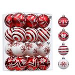 Valery Madelyn Christmas Ornaments for Christmas Tree Decorations, 24ct 2.36" White Red Shatterproof Christmas Ball Ornaments Set, Decorative Hanging Ornament Bulk for Xmas Holiday Party Decor