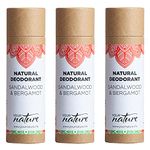 Trio Pack – YOUR NATURE – Sandalwood & Bergamot Natural Deodorant Stick/Plastic Free & 100% Recyclable/Natural Ingredients/Vegan & Eco Friendly/Cruelty & Toxin Free/Handmade in UK – 70g