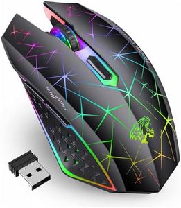 Uiosmuph V7 Ratón Inalámbrico, 2.4G Mouse Recargable Silencioso Ratón portátil Ergonómico 2400DPI Gaming Ratón con Receptor, 6 Botones para Laptop, PC, Ordenador, Chromebook, Notebook - Negro