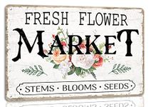 Fresh Flower Market Vintage Metal Tin Sign Summer Decor Funny Wall Decor for Home Cafes Farm Farmhouse Garden Plaque Tin Sign 8x12 Inch