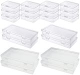 LJY 20 Pieces Mixed Sizes Rectangular Empty Mini Clear Plastic Organizer Storage Box Containers with Hinged Lids for Small Items and Other Craft Projects