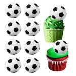 Giantree 10 Pcs Soccer Ball Cupcake Toppers, 3D Foam Soccer Ball Cake Toppers Picks Football Cake Decorations for Kids Soccer Theme Party Baby Shower Birthday Party Sport Balls Cake Decorations