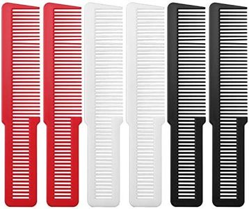 6 Pieces Hair Cutting Comb for Women, Professional Barber Combs Set All Purpose Clipper Comb Hairstylist Hair Comb for Men Stylists Home Salon (Black, White and Red)