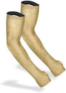 FARMER'S DEFENSE Gardening Arm Sleeves|UV Cooling Protective Sleeve Women & Men|Anti-Scratch Cover Sun UPF Outdoor Protection - Heather Yellow - XS