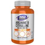 Now Foods L-Arginine & L-Citrulline, 500mg/250mg, 120 Vegan Capsules, Amino Acids, Vegetarian, Gluten Free, Soy Free, GMO Free