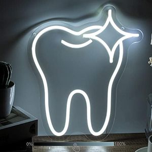 Moodlion Neon Sign Tooth Decor Dental Office Light Dentist Accessories Decoration, Dimmable LED Sign Neon Signs Smile Wall Art, Neon Dentist Balloon Dental Office Decor Lights