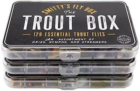 Smitty's Fly Box | Trout Box | 120 Essential Trout Flies | Assortment of Dry Flies, Nymphs, Euro Nymphs, Stimulators, Wooly Buggers and Streamers for Fly Fishing |