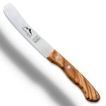 HESTENBERG Solingen Germany Humpback Knife Smooth Cut (4.5 Inches) with Real Olive Wood Handle, Suitable as a Bread Knife and Butter Knife (1)