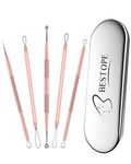 BESTOPE Blackhead Remover Pimple Comedone Extractor Tool Best Acne Removal Kit - Treatment for Blemish, Whitehead Popping, Zit Removing for Risk Free Nose Face Skin with Metal Case(Rose Gold)