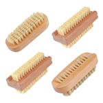 4 Pcs Double Sided Wooden Nail Brush for Everyday Use - 2 different kinds of Nail Brushes Nail brushes for cleaning nails - Easy to Use Brushes - Nail Cleaning Scrubbing Brush for Hands Feet Nails