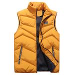 Odot Men's Warmer Gilets, Zip Sleeveless Padded Casual Vest Jacket Coat Soft Comfort Lightweight Outdoors Sports Running (XXXL,yellow)