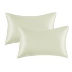 My home store Satin Silk Pillow case 2 Pack - Cream Natural Silk Pillowcase - Standard Size 50x75 cm - Silk Pillowcases for Hair and Skin