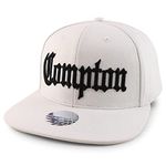 Trendy Apparel Shop Oversize XXL Old English Compton Embroidered Flatbill Snapback Baseball Cap, White, XX-Large