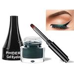 Mysense Matte Cream Green Eyeliner Gel Pot with Brush,Cream Eyeliner Makeup,Smooth High Pigmented Matte Eye Makeup Gel Eye Liners for Women,207 Green