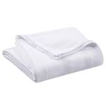 Vellux 100% Cotton Blanket - Soft, Breathable, Cozy & Lightweight Thermal Blanket – All-Season Twin Size Blanket Perfect for Layering Bed, Couch & Sofa - Hotel Quality (90 x 66 Inch, White)