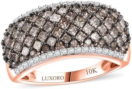 LUXORO 10K Rose Gold Cluster Ring for Women Jewelry Birthday Gifts Size 7 Ct 1.5
