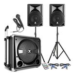 Vonyx VX800BT 2.1 Active PA Speaker System 800W with Bluetooth, Powered Subwoofer, Speakers, Stands & Microphone - DJ, Karaoke & Events, Portable Sound Kit
