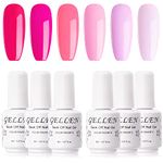Gellen Gel Nail Polish Kit - Summer Series 6 Colors Nail Polish Set, Pink Red Neutrals Gel Polish Kit, Soak Off Gel Nail Kit, Manicure DIY Home Salon, Pastels Colors Pretty In Pink