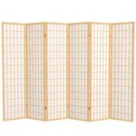 Oriental Furniture Asian Furniture, 6-Feet Window Pane Japanese Shoji Privacy Screen Room Divider, 6 Panel Natural