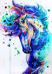 YEESAM ART DIY Paint by Numbers for Adults Beginner, Kits Horse Cat Christmas Prime 16x20 inch Linen Canvas Acrylic Stress Less Number Painting Gifts (Colorful Horse, Without Framed)