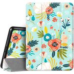 Hi Space for iPad 9th 8th 7th Generation Case for iPad 10.2 Case with Pencil Holder 2021 2020 2019, Green Flower Floral Protective Shockproof Cover Auto Sleep Wake for A2270 A2428 A2429 A2197