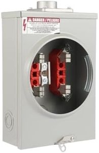 125 Amp Meter Socket, 4 Jaw Ringless Meter Base, 600V 3-Wire Service Entrance, Horn Bypass Cover Plate, for Commercial, Industrial Residential Homes (125A 4 Jaw Ringless)