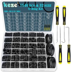 KEZE 32 Size 1440 Pcs Rubber O Rings Assortment Kit with Pick and Hook Set for Assorted Faucet Plumbing Pressure Washer Automotive Repair,Air or Gas Sealing Connections Oring OD:4mm-50mm