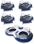 Intex River Run Single Person Connect Inflatable Water Raft (4 Pack) River Run 2 Person Inflatable Tube Raft Float with Cooler