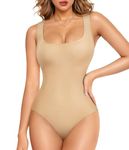 Junlan Shapewear Bodysuit for Women Tummy Control Full Body Shaper Seamless Shaping Leotard Tank Tops (Beige,L)