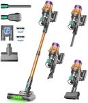 COTIAR Cordless Vacuum Cleaner, 650W 55KPA 70Min Wireless Vacuum for Home, Stick Vacuum with Green Light Anti-Tangle, Rechargeable Vacuum Cleaners for Pet Hair Carpet Hard Floors （Gold）