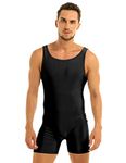 Kaerm Men's One Piece Sleeveless Wrestling Singlet Gym Sportwear Bodysuit Leotard Underwear Black XL