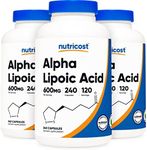 Nutricost Alpha Lipoic Acid 600mg, 240 Vegetarian Capsules - Gluten Free, Soy Free & Non-GMO, 120 Servings (3 Bottles)