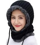 Alexvyan Combined Beanie Warm Casual Style, Cap And Scarf Soft Snow And Air Proof Fleece Knitted Cap (Inside Fur) Woolen Beanie Winter Cap With Scarf For Girl Women (Grey), Free Size