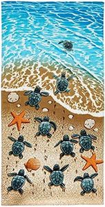 Dawhud Direct Beach Turtles Beach Towel for Women, Girls, Kids, Men, Turtle Bath Towel Print 30" x 60" Pool Towel Super Soft Plush Cotton Turtle Towel Plush Throw Towel for Beach Lovers