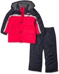 LONDON FOG Boys Ski Jacket & Ski Pant 2-Piece SnowsuitSnowsuit, Red Black Stripe, 4