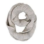 Two-Tone Winter Knit Warm Infinity Circle Scarf, Gray