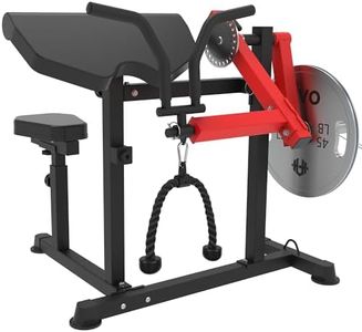 HVO Bicep Tricep Curl Machine: Adjustable Preacher Arm Bicep Curl and Tricep Extension Machine Plate Loaded Exercise Equipment for Home Gym Red