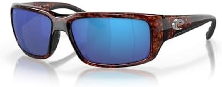 Costa del Mar Men's Fantail Polarized Iridium Rectangular Sunglasses, Tortoise Frame Blue Mirror Glass - W580, 58.9 mm