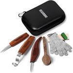 Wood Carving Tools Set-Woodworking Kit with Hook Carving Knife-Whittling Knife-Cut Resistant Gloves-Storage Case-Detail Wood Carving Equipment for Spoon, Bowl-Kuksa Cup Or General Woodwork