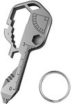 Multi-Tool 24 in 1 Key, 420 Stainless Steel Key Shaped Pocket Tool for Screwdriver, Bottle Opener, Drill Driver, Box Cutter, Wrench, Ruler (Silver)