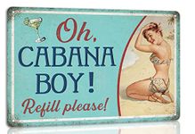 Oh Cabana Boy Vintage Metal Sign Pin Up Girl Poster Bar Cabin Home Wall Decoration Swimming Pool Decor Bar Tin Signs Patio Beach Decor 8x12 Inch