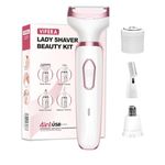 VIFERA 4 in 1 Face & Body Hair Trimmer for Women | 4 Heads- Body Shaver, Face Trimmer & Eyebrow Trimmer & Nose Trimmer | Rechargeable | Hair Removal Machine for Women, 90 Min Battery Life, White
