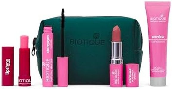 Biotique Natural Makeup Wakeup Makeup: Everyday Essentials Makeup Gift Kit With Attractive Pouch||Premium Gift Set|Free Makeup Bag|Makeup Kit,1 Count