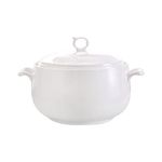 Ceramic Soup Tureen with Lid, 3L Large Capacity Serving Tureen with Double Handles for Kitchen, Porcelain, Pure White, Microwave and Dishwasher Safe (Type1)